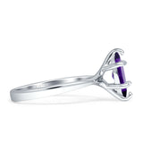 Marquise Solitaire Engagement Ring 6X12 Natural Amethyst 925 Sterling Silver