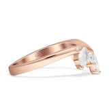 Chevron Ring Curve Crown Stacking Band Oval Cubic Zirconia 925 Sterling Silver