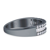 Half Eternity Ring Three Row Baguette Cubic Zirconia 925 Sterling Silver