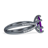 Marquise Split Shank X Ring Cubic Zirconia 925 Sterling Silver