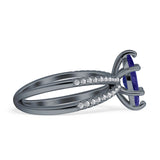 Marquise Split Shank X Ring Cubic Zirconia 925 Sterling Silver