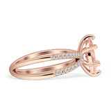 Marquise Split Shank X Ring Cubic Zirconia 925 Sterling Silver