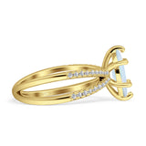 Marquise Split Shank X Ring Cubic Zirconia 925 Sterling Silver