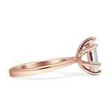 6 Claw Elongated Hexagon Ring Cubic Zirconia 925 Sterling Silver