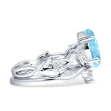 Marquise Split Shank Vintage Style Cubic Zirconia Leaf Floral Ring 925 Sterling Silver