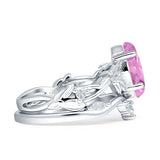 Marquise Split Shank Vintage Style Cubic Zirconia Leaf Floral Ring 925 Sterling Silver