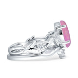 Marquise Split Shank Vintage Style Cubic Zirconia Leaf Floral Ring 925 Sterling Silver