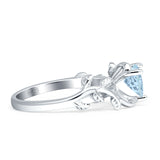 Heart Leaf Art Deco Promise Ring Cubic Zirconia 925 Sterling Silver