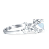 Heart Leaf Art Deco Promise Ring Cubic Zirconia 925 Sterling Silver