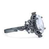 Vintage Style Engagement Ring Marquise Cubic Zirconia 925 Sterling Silver