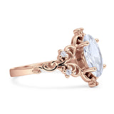 Vintage Style Engagement Ring Marquise Cubic Zirconia 925 Sterling Silver