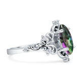 Vintage Style Engagement Ring Marquise Cubic Zirconia 925 Sterling Silver