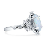 Vintage Style Engagement Ring Marquise Cubic Zirconia 925 Sterling Silver