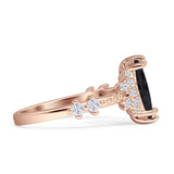 Marquise Halo Beaded Ring Cubic Zirconia 925 Sterling Silver