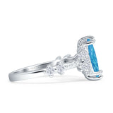 Marquise Halo Beaded Ring Cubic Zirconia 925 Sterling Silver