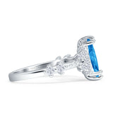 Marquise Halo Beaded Ring Cubic Zirconia 925 Sterling Silver