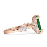Marquise Halo Beaded Ring Cubic Zirconia 925 Sterling Silver