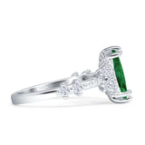 Marquise Halo Beaded Ring Cubic Zirconia 925 Sterling Silver