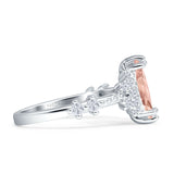 Marquise Halo Beaded Ring Cubic Zirconia 925 Sterling Silver