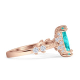 Marquise Halo Beaded Ring Cubic Zirconia 925 Sterling Silver