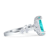 Marquise Halo Beaded Ring Cubic Zirconia 925 Sterling Silver