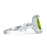 Marquise Halo Beaded Ring Cubic Zirconia 925 Sterling Silver