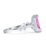 Marquise Halo Beaded Ring Cubic Zirconia 925 Sterling Silver