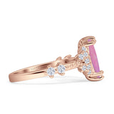 Marquise Halo Beaded Ring Cubic Zirconia 925 Sterling Silver