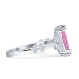 Marquise Halo Beaded Ring Cubic Zirconia 925 Sterling Silver