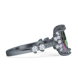 Marquise Halo Beaded Ring Cubic Zirconia 925 Sterling Silver