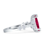 Marquise Halo Beaded Ring Cubic Zirconia 925 Sterling Silver