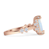 Marquise Halo Beaded Ring Cubic Zirconia 925 Sterling Silver