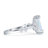 Marquise Halo Beaded Ring Cubic Zirconia 925 Sterling Silver