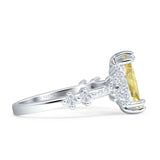 Marquise Halo Beaded Ring Cubic Zirconia 925 Sterling Silver