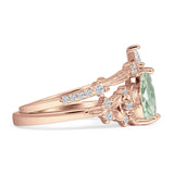 Two Piece Pear Teardrop Bridal Ring