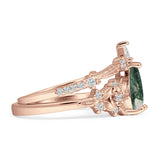 Two Piece Pear Teardrop Bridal Ring