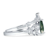 Two Piece Pear Teardrop Bridal Ring
