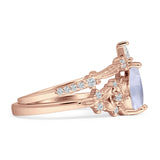 Two Piece Pear Teardrop Bridal Ring