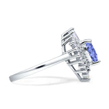 Heart Halo Cubic Zirconia Bridal Promise Ring 925 Sterling Silver