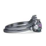 Round Beaded Marquise Vintage Style Cubic Zirconia Engagement Ring 925 Sterling Silver