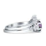 Round Beaded Marquise Vintage Style Cubic Zirconia Engagement Ring 925 Sterling Silver