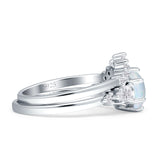Round Beaded Marquise Vintage Style Cubic Zirconia Engagement Ring 925 Sterling Silver