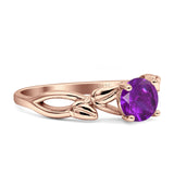 Budding Willow Solitaire Ring Round Cubic Zirconia 925 Sterling Silver