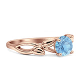 Budding Willow Solitaire Ring Round Cubic Zirconia 925 Sterling Silver