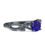 Budding Willow Solitaire Ring Round Cubic Zirconia 925 Sterling Silver