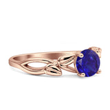 Budding Willow Solitaire Ring Round Cubic Zirconia 925 Sterling Silver