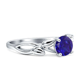Budding Willow Solitaire Ring Round Cubic Zirconia 925 Sterling Silver