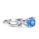 Budding Willow Solitaire Ring Round Cubic Zirconia 925 Sterling Silver