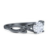 Budding Willow Solitaire Ring Round Cubic Zirconia 925 Sterling Silver