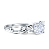 Budding Willow Solitaire Ring Round Cubic Zirconia 925 Sterling Silver